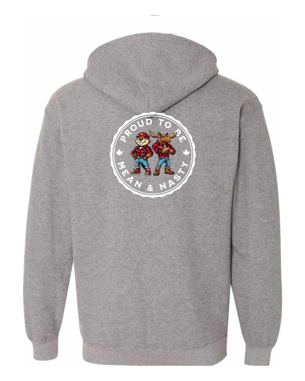 Proud Mean & Nasty Beaver and Moose Left Chest and Back Zip Hoodie - Unisex
