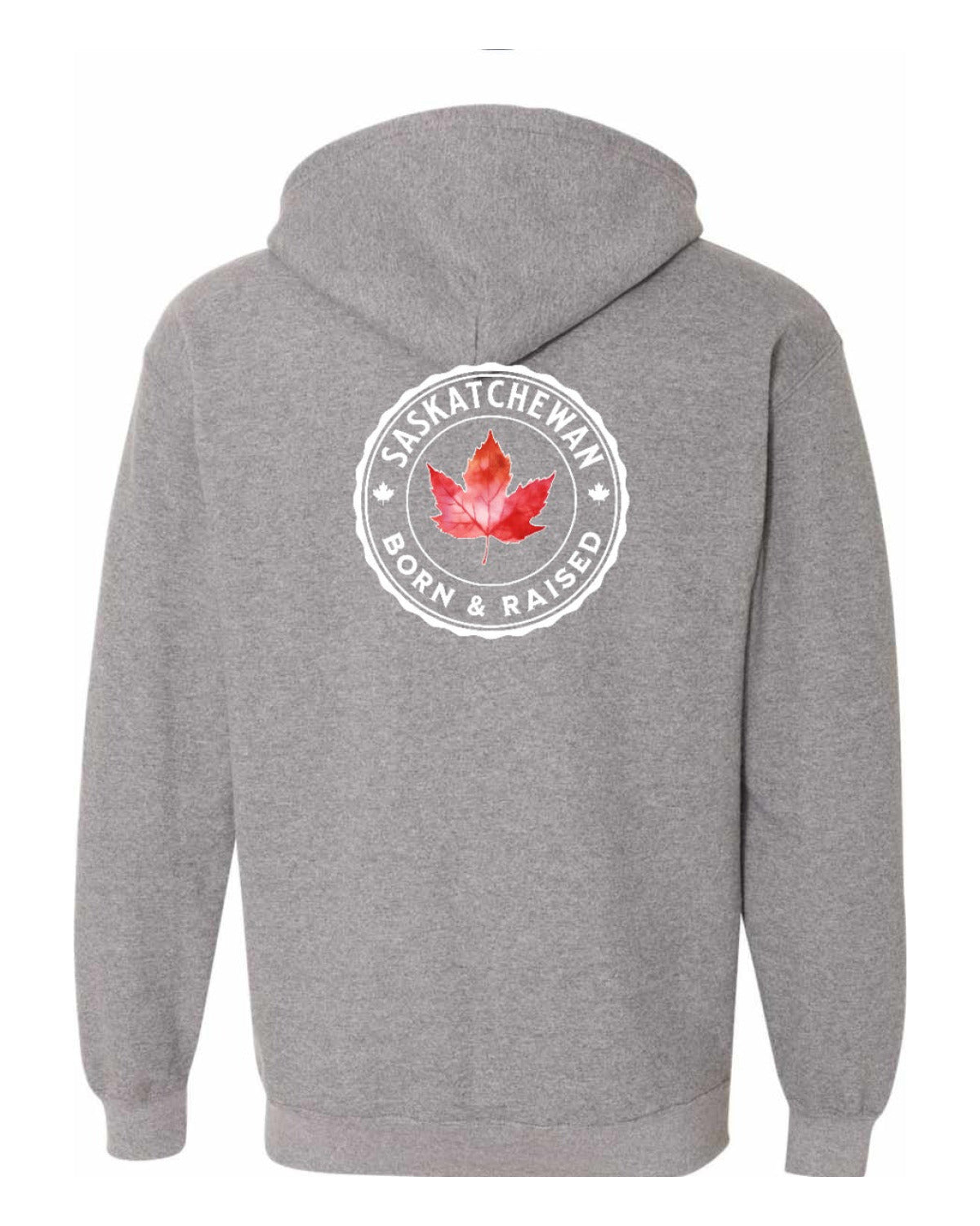 Born and Raised Saskatchewan Left Chest and Back Zip Hoodie - Unisex