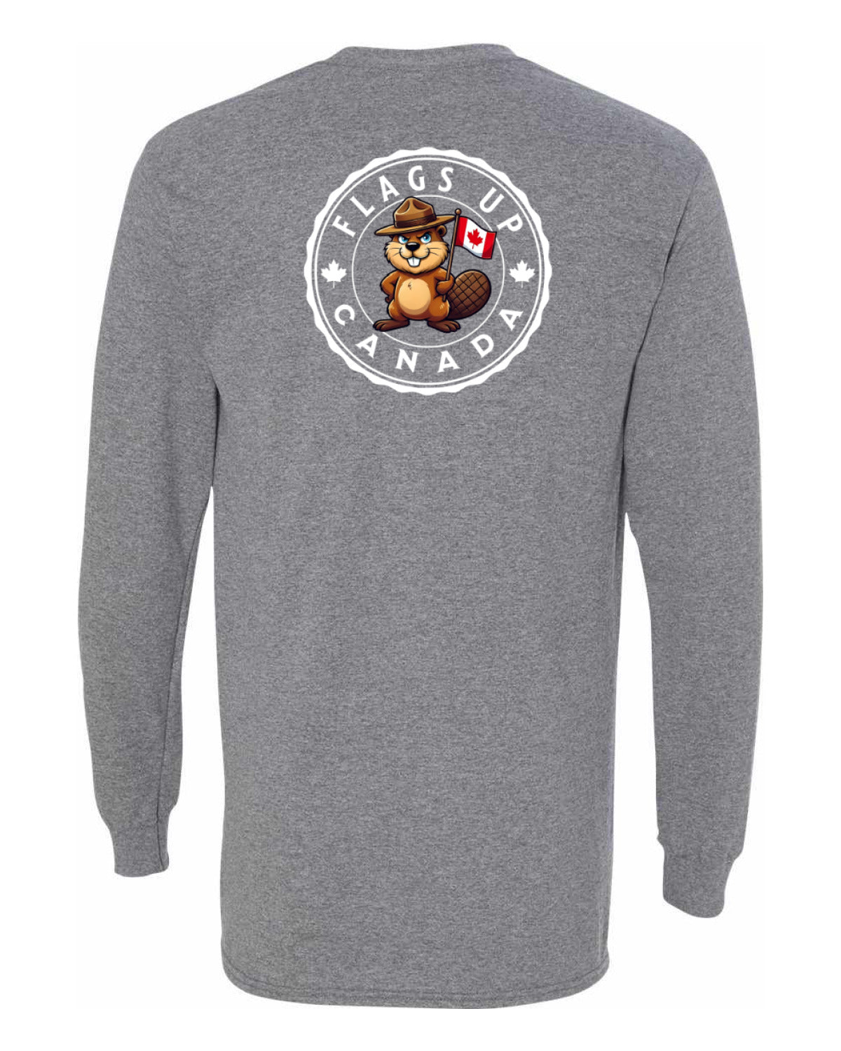 Flags Up Canada Male Beaver Version Left Chest And Back  Long Sleeve Tee ) - Unisex