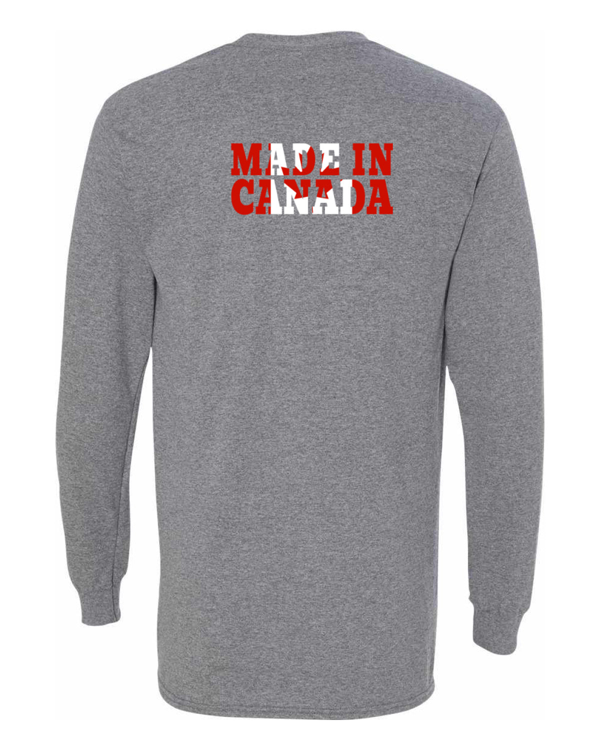 Made In Canada Flag Background Left Chest And Back  Long Sleeve Tee ) - Unisex