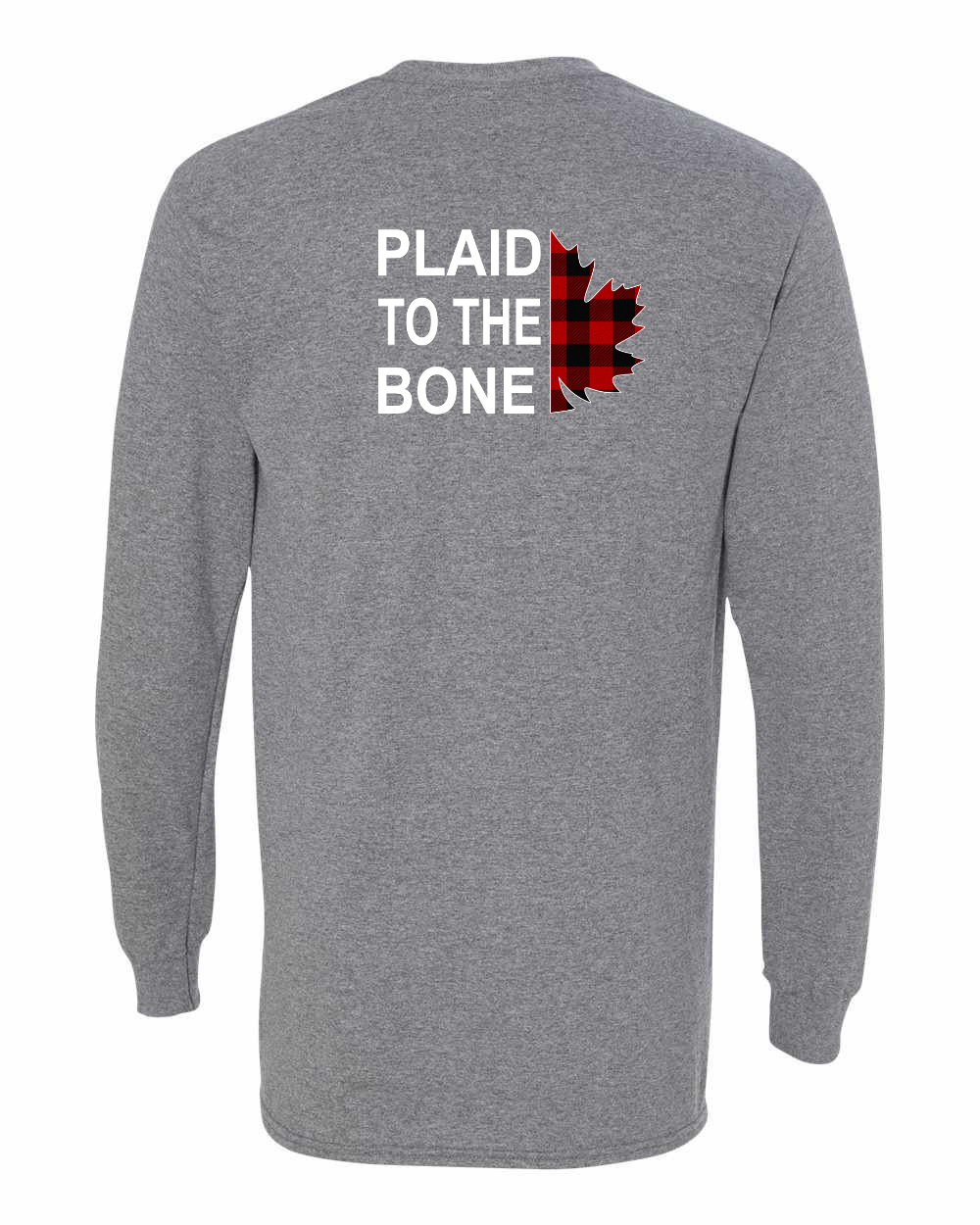Plaid to the Bone Stacked Leaf Left Chest and Back Long Sleeve