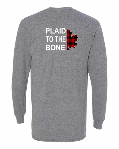 Plaid to the Bone Stacked Leaf Left Chest and Back Long Sleeve