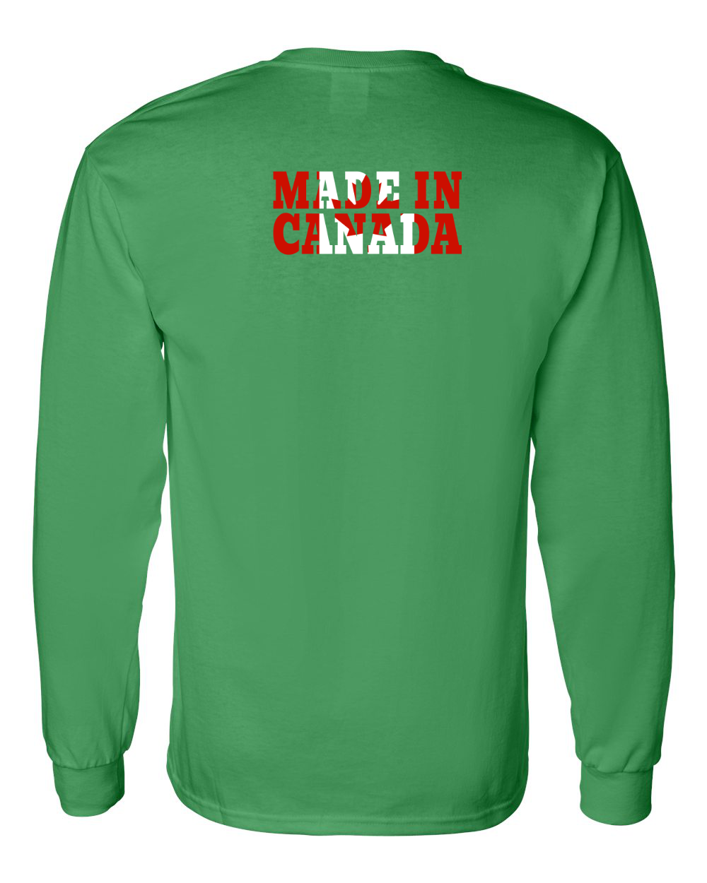 Made In Canada Flag Background Left Chest And Back Long Sleeve Tee - Gildan Canada (sewn Internationally )