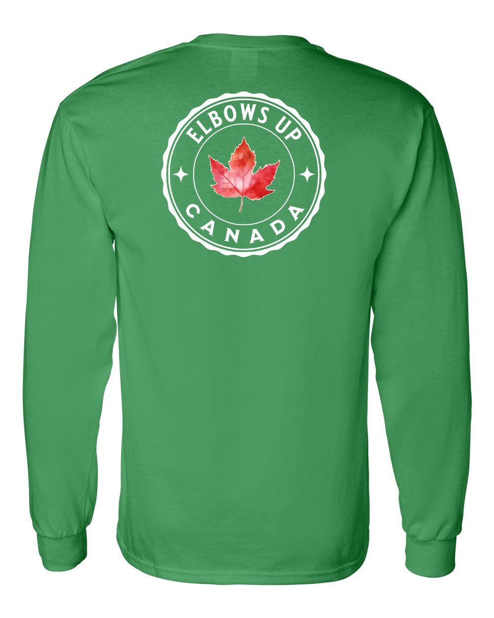 Elbows up Leaf Left Chest and Back Long Sleeve - Gildan Canada (sewn Internationally)