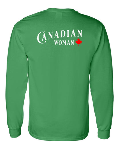 Canadian Woman Left Chest and Back Long Sleeve - Gildan Canada (sewn Internationally)