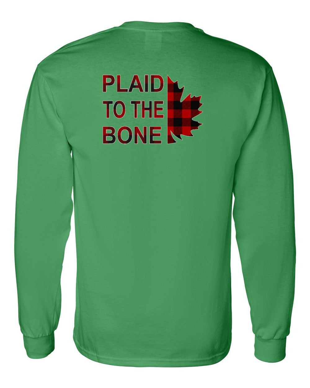 Plaid to the Bone Stacked Leaf Left Chest and Back Long Sleeve - Gildan Canada (sewn Internationally)