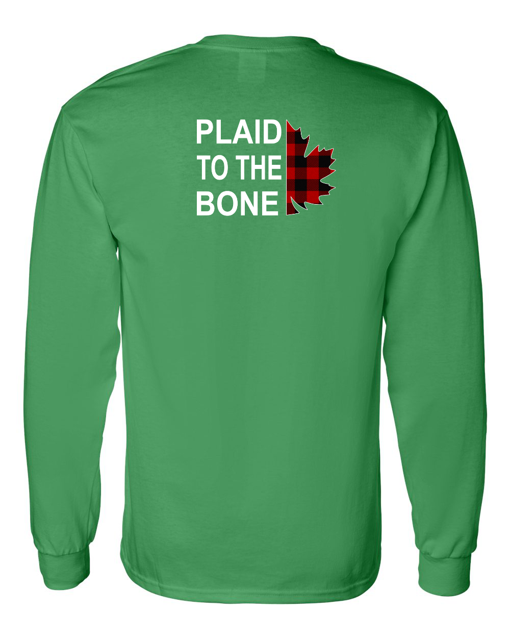Plaid to the Bone Stacked Leaf Left Chest and Back Long Sleeve