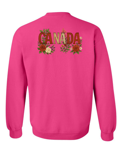 Canada Flowers Left Chest and Back Crewneck - Gildan Canada (sewn Internationally)
