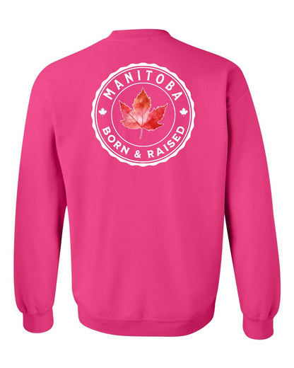 Born and Raised Manitoba Left Chest and Back Crewneck - Gildan Canada (sewn Internationally)