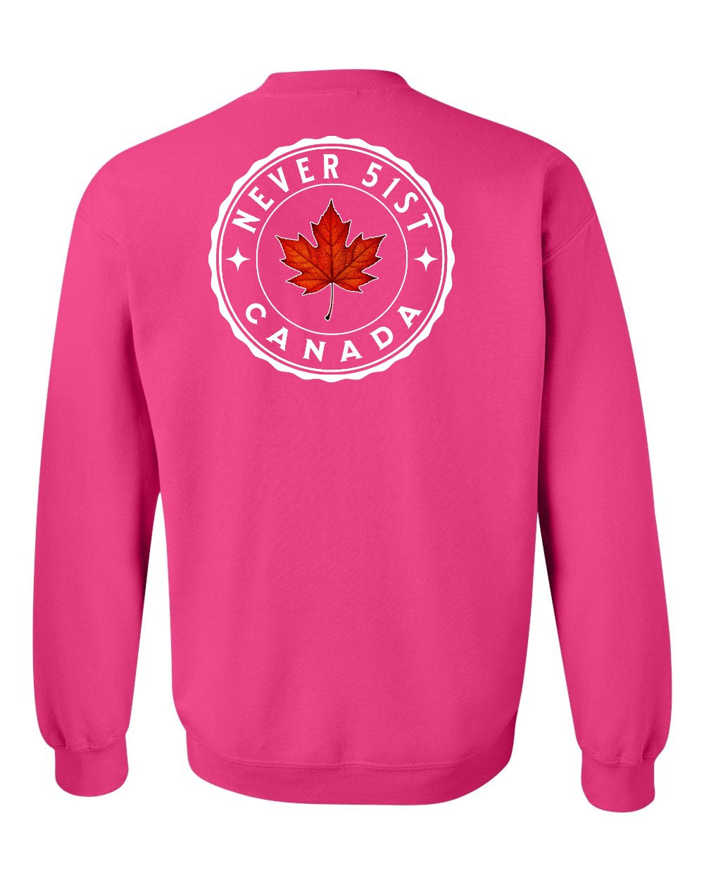 Never 51st Leaf Left Chest and Back Crewneck - Gildan Canada (sewn Internationally)