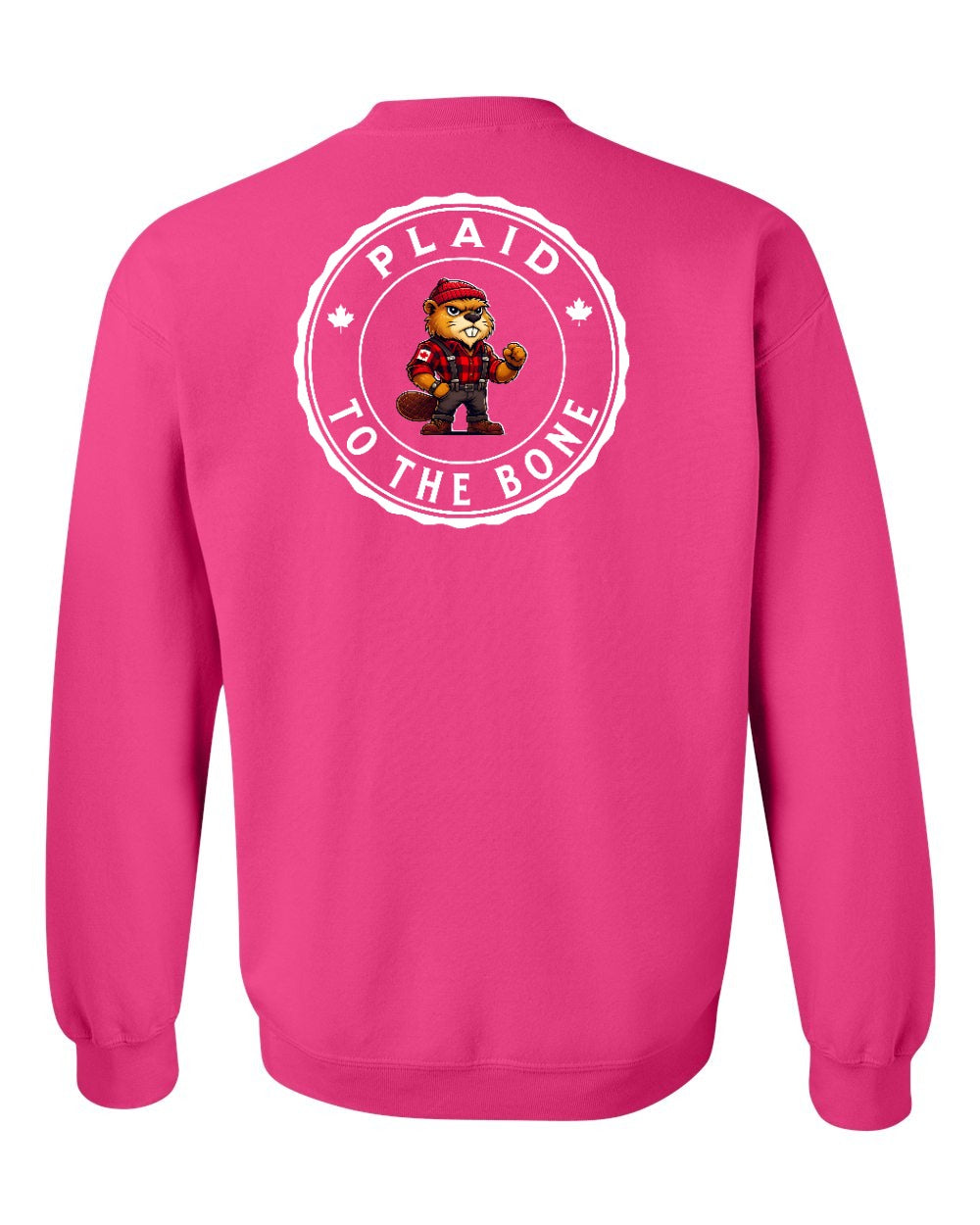 Plaid to the Bone Beaver Left Chest and Back Crewneck - Gildan Canada (sewn Internationally)