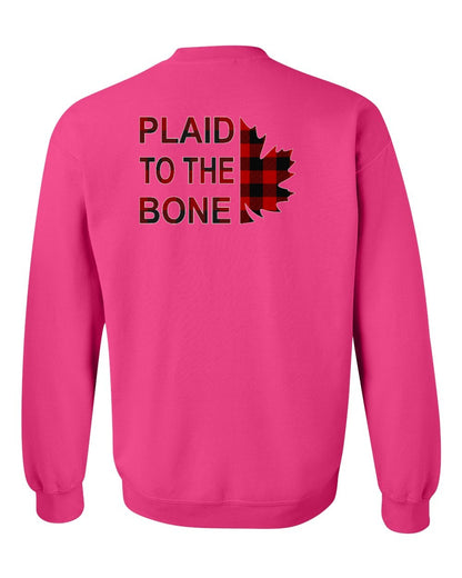 Plaid to the Bone Stacked Leaf Left Chest and Back Crewneck - Gildan Canada (sewn Internationally)