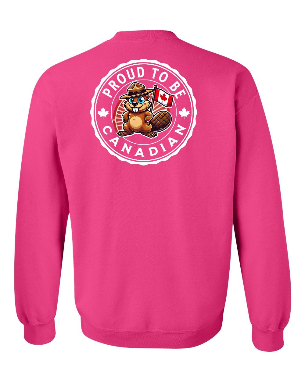 Proud to be Canadian Beaver Left Chest and Back Crewneck - Gildan Canada (sewn Internationally)