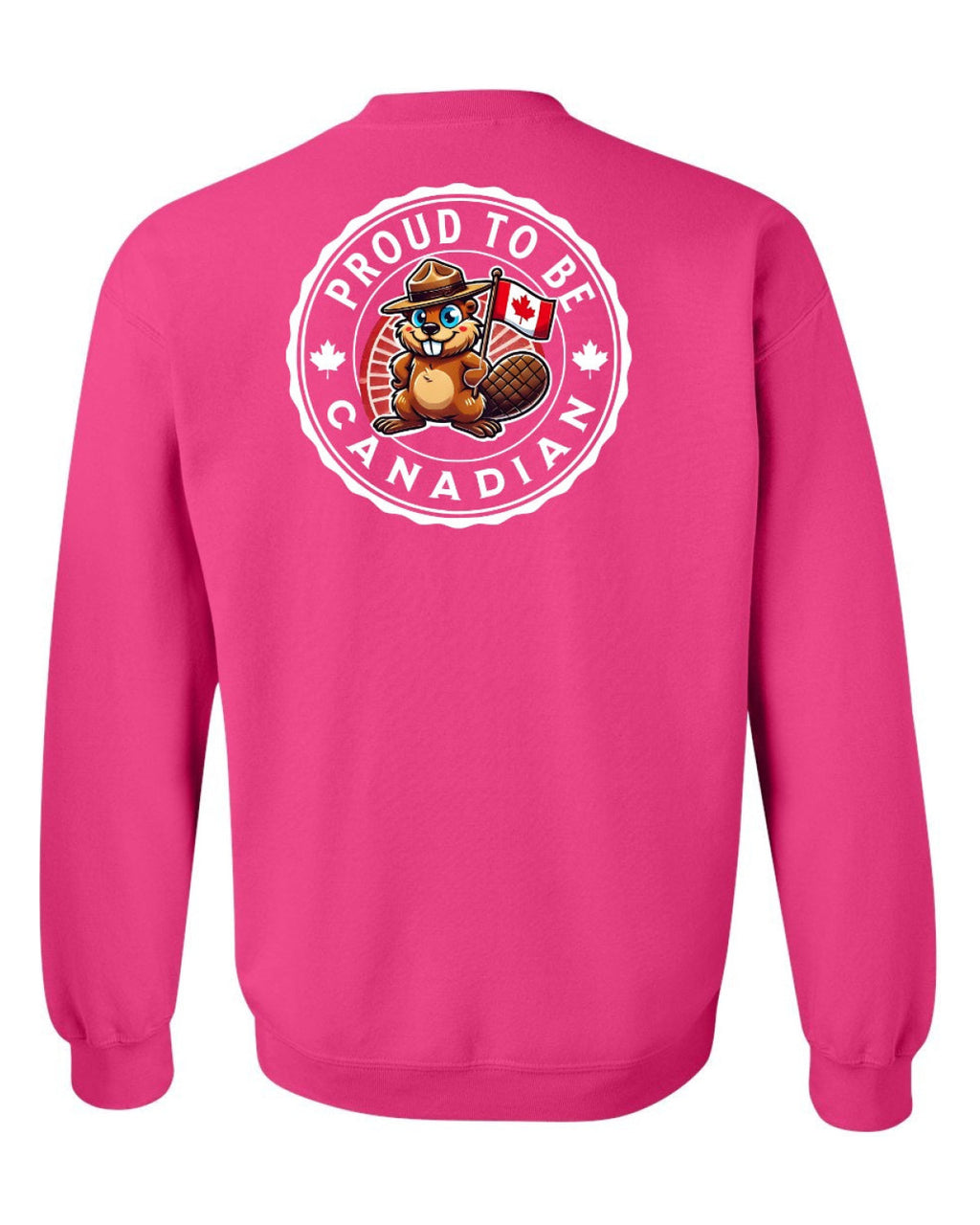 Proud to be Canadian Beaver Left Chest and Back Crewneck - Unisex