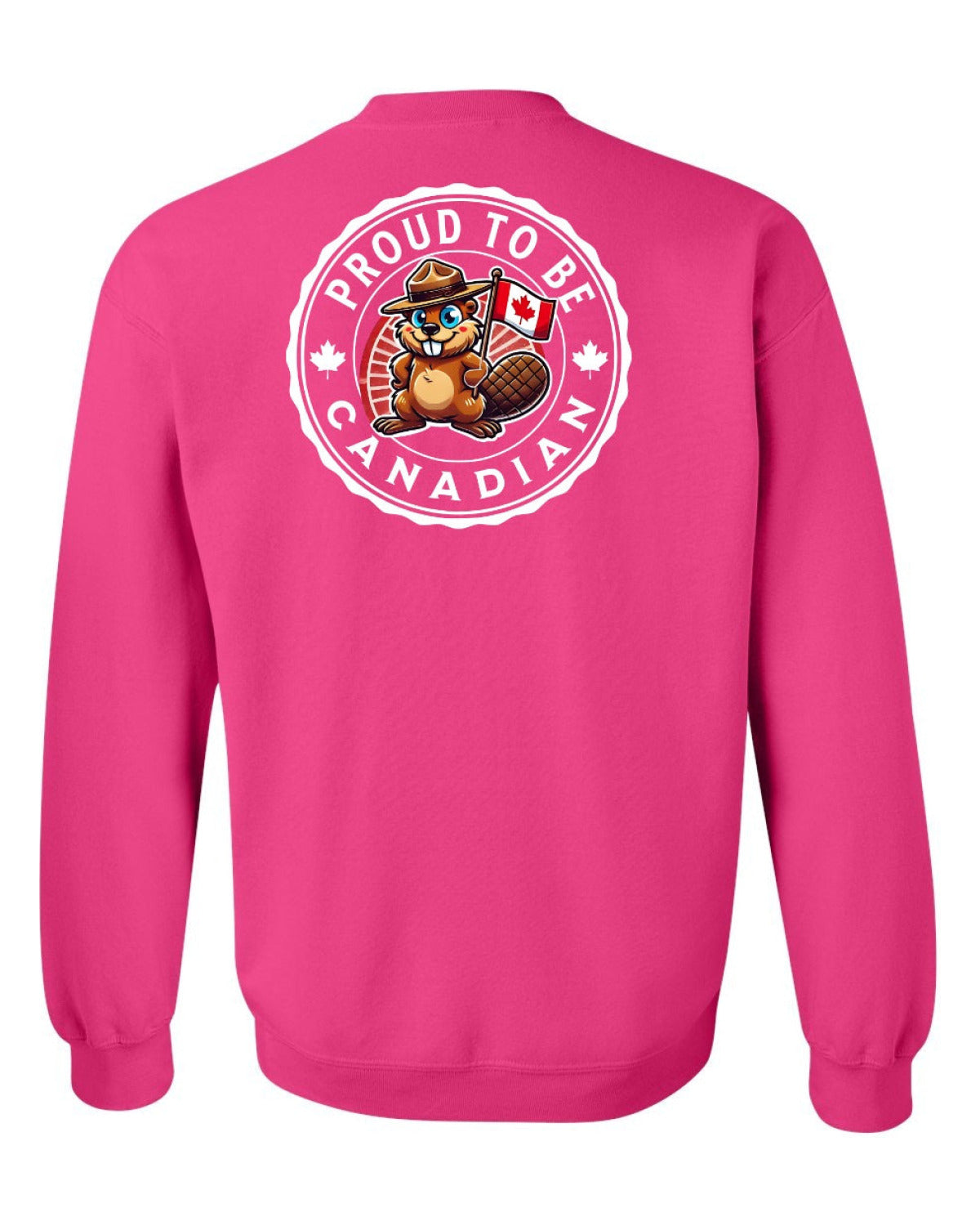 Proud to be Canadian Beaver Left Chest and Back Crewneck - Unisex