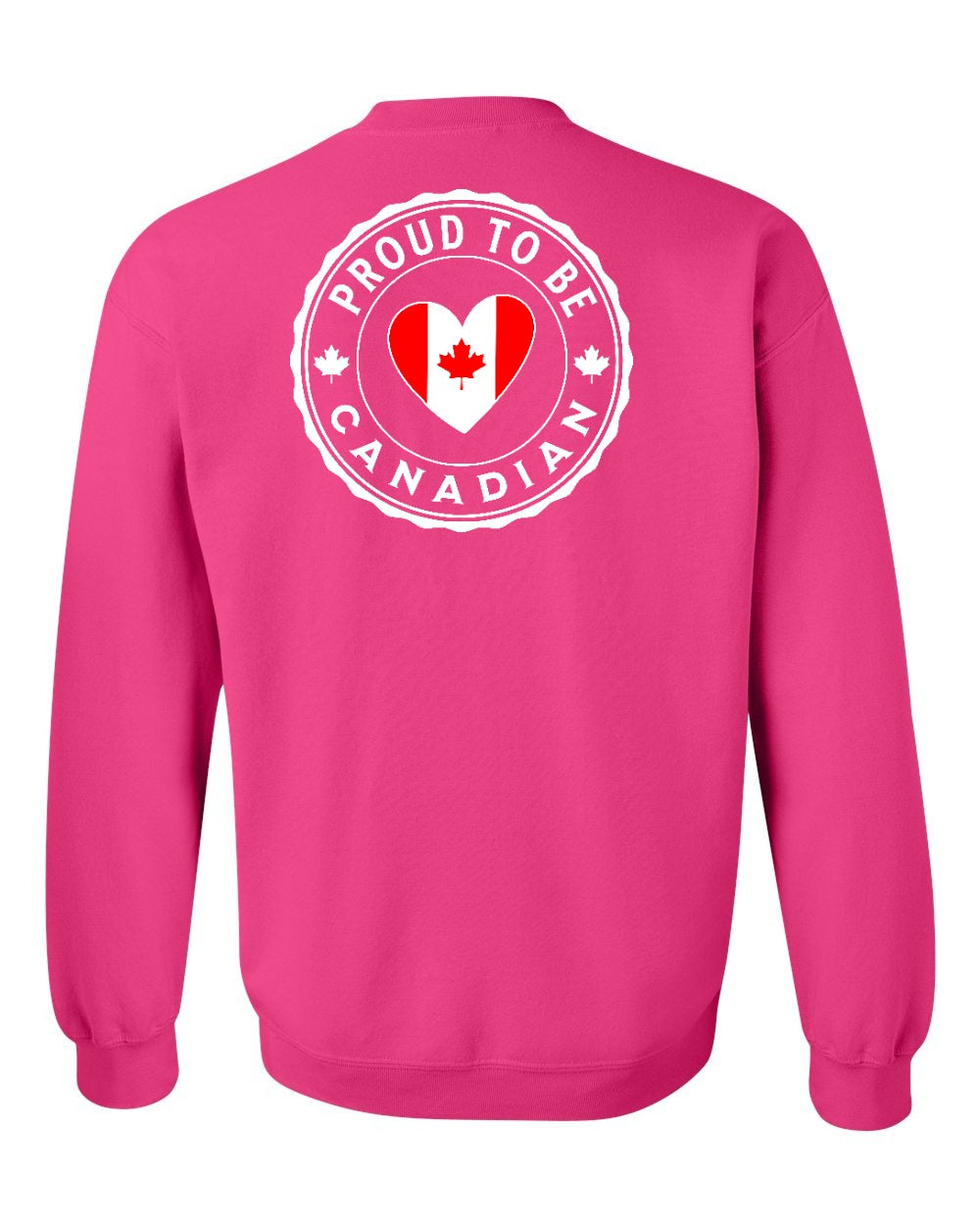Proud to be Canadian Heart Flag Left Chest and Back Crewneck - Gildan Canada (sewn Internationally)