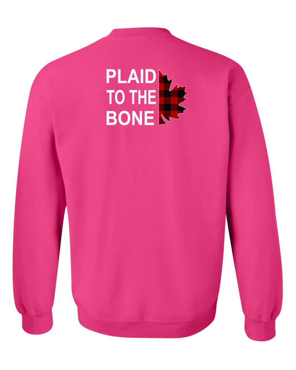 Plaid to the Bone Stacked Leaf Left Chest and Back Crewneck - Unisex