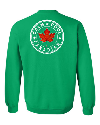 Calm Cool Canadian Leaf Left Chest and Back Crewneck - Gildan Canada (sewn Internationally)
