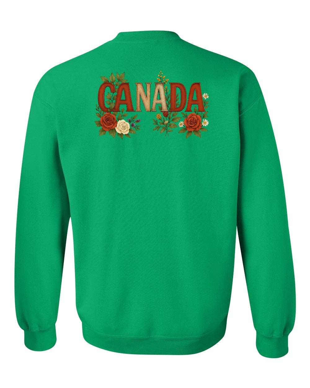 Canada Flowers Left Chest and Back Crewneck - Gildan Canada (sewn Internationally)