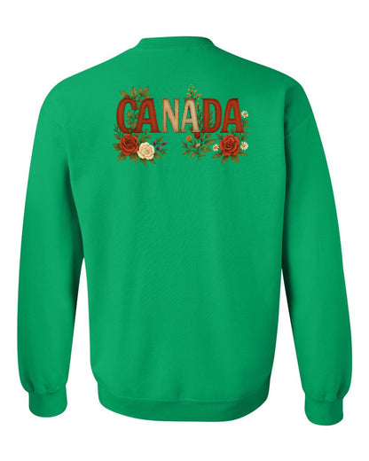 Canada Flowers Left Chest and Back Crewneck - Gildan Canada (sewn Internationally)