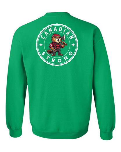 Canadian Strong Beaver Left Chest and Back Crewneck - Gildan Canada (sewn Internationally)
