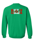 Made in Canada Flag Background Left Chest and Back Crewneck