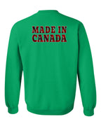 Made in Canada Plaid Background Left Chest and Back Crewneck
