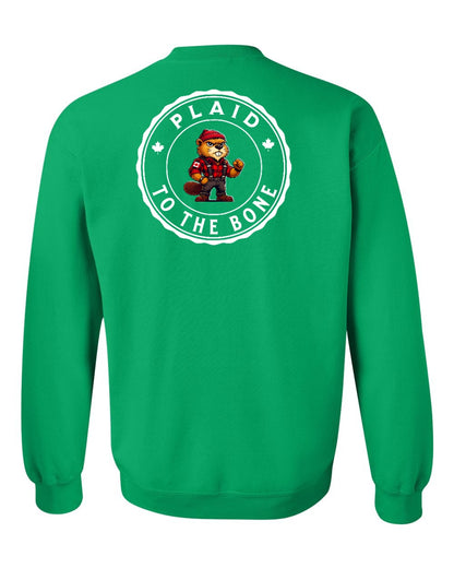 Plaid to the Bone Beaver Left Chest and Back Crewneck - Gildan Canada (sewn Internationally)