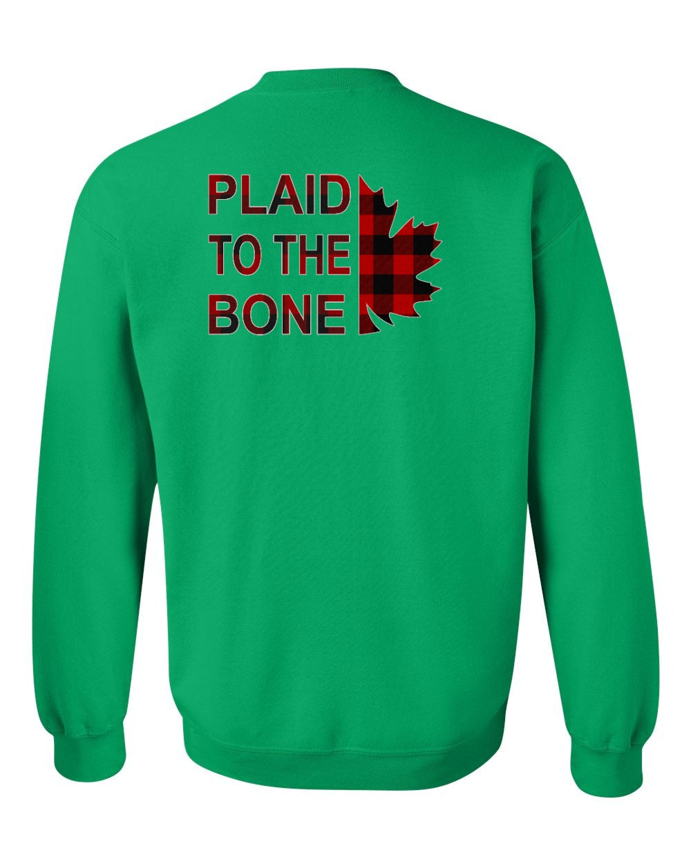 Plaid to the Bone Stacked Leaf Left Chest and Back Crewneck - Gildan Canada (sewn Internationally)