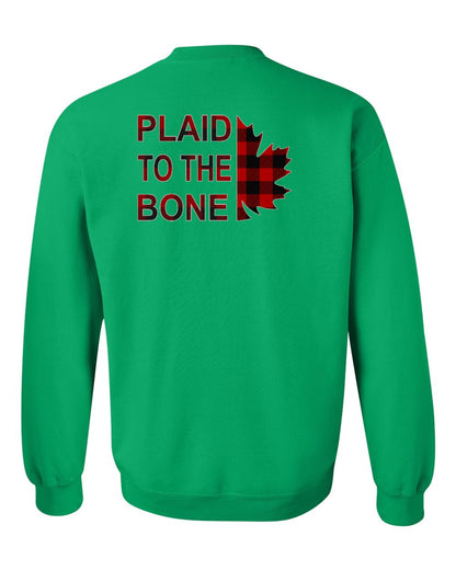Plaid to the Bone Stacked Leaf Left Chest and Back Crewneck - Gildan Canada (sewn Internationally)