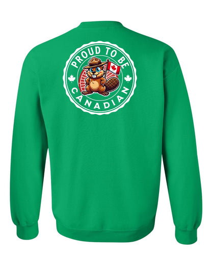 Proud to be Canadian Beaver Left Chest and Back Crewneck - Gildan Canada (sewn Internationally)