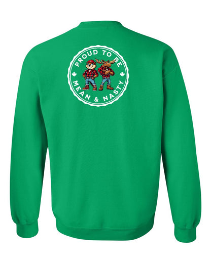 Proud Mean & Nasty Beaver and Moose Left Chest and Back Crewneck - Gildan Canada (sewn Internationally)