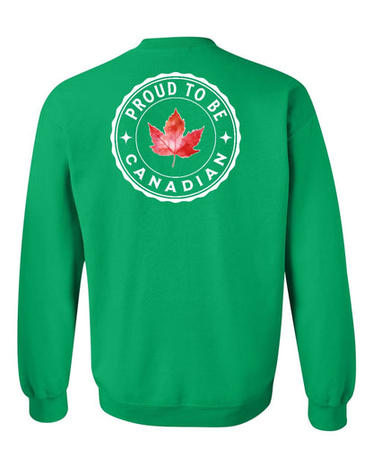 Proud to be Canadian Leaf Left Chest and Back Crewneck - Gildan Canada (sewn Internationally)