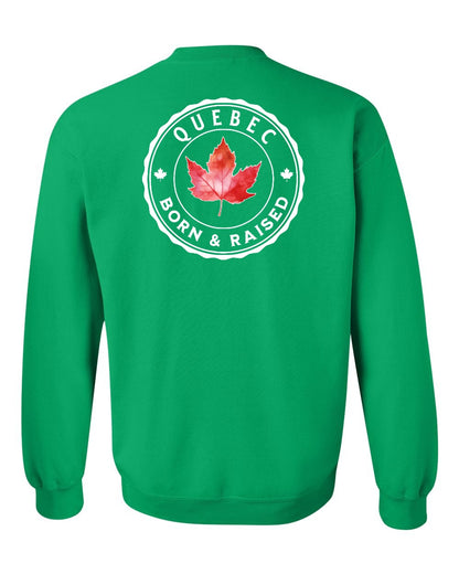 Born and Raised Quebec Left Chest and Back Crewneck - Gildan Canada (sewn Internationally)