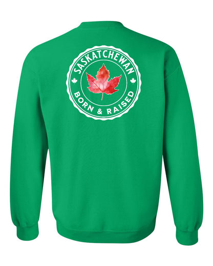 Born and Raised Saskatchewan Left Chest and Back Crewneck - Gildan Canada (sewn Internationally)