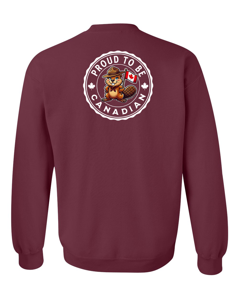 Proud to be Canadian Female Beaver Left Chest And Back Crewneck