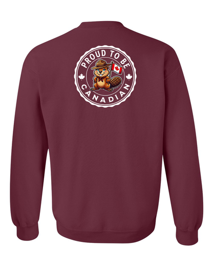 Proud to be Canadian Female Beaver Left Chest And Back Crewneck