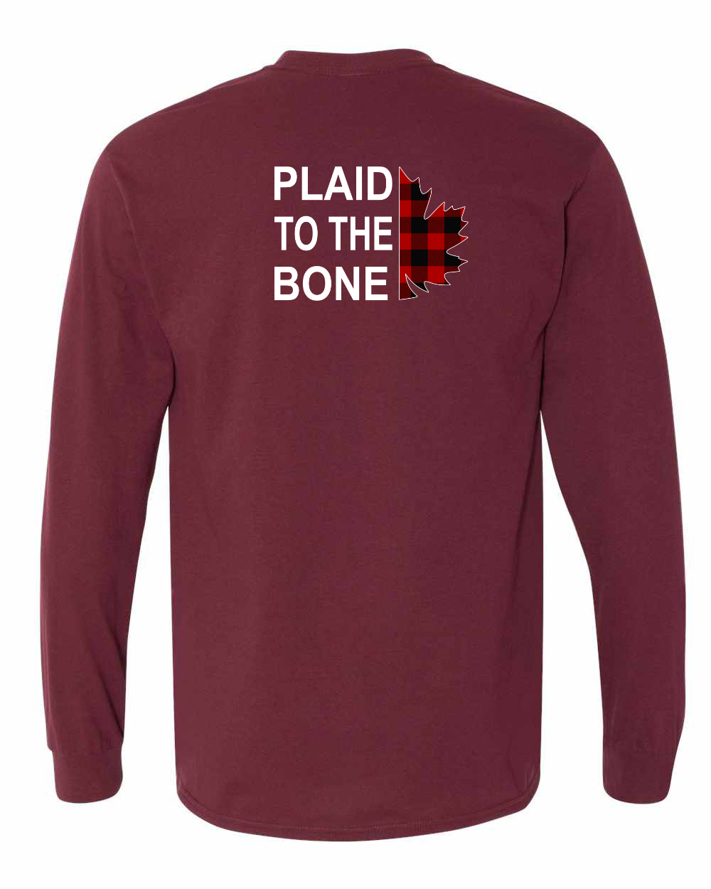 Plaid to the Bone Stacked Leaf Left Chest and Back Long Sleeve