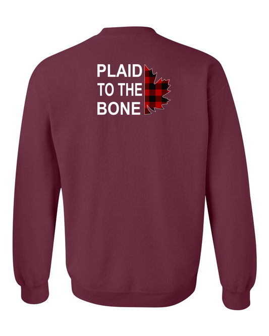 Plaid to the Bone Stacked Leaf Left Chest and Back Crewneck