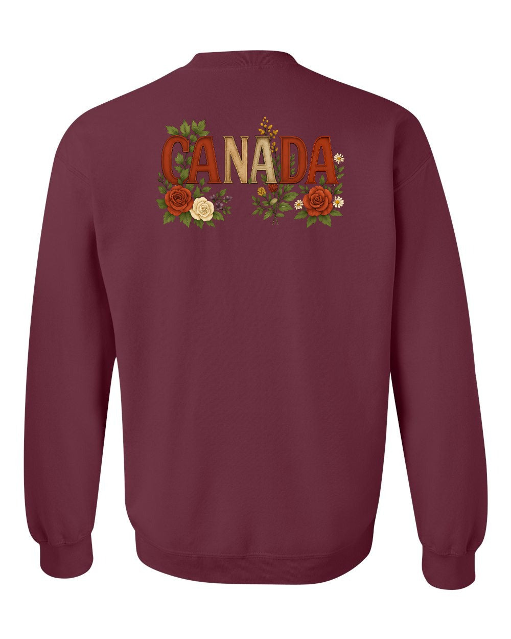 Canada Flowers Left Chest and Back Crewneck - Gildan Canada (sewn Internationally)