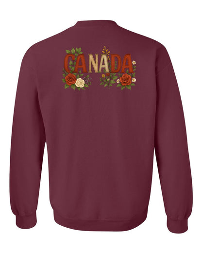 Canada Flowers Left Chest and Back Crewneck - Gildan Canada (sewn Internationally)