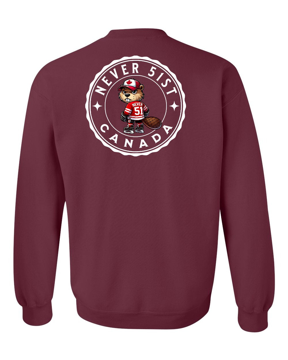 Never 51st Beaver Left Chest and Back Crewneck