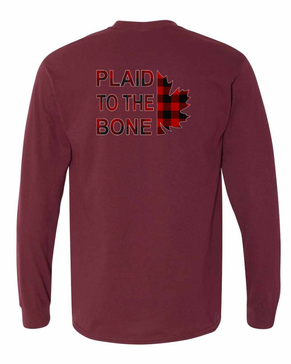 Plaid to the Bone Stacked Leaf Left Chest and Back Long Sleeve - Gildan Canada (sewn Internationally)