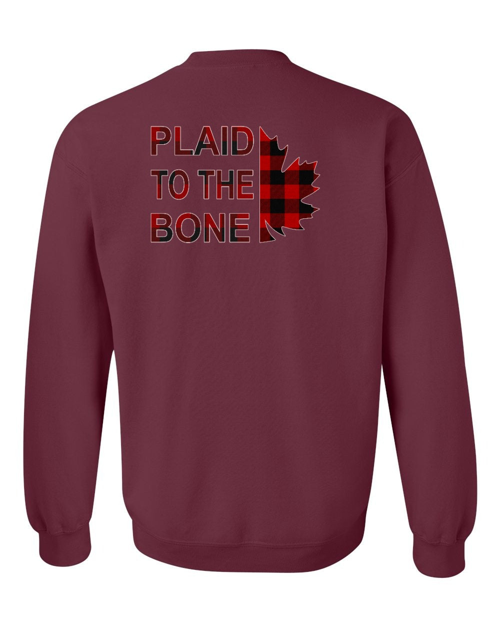 Plaid to the Bone Stacked Leaf Left Chest and Back Crewneck - Gildan Canada (sewn Internationally)