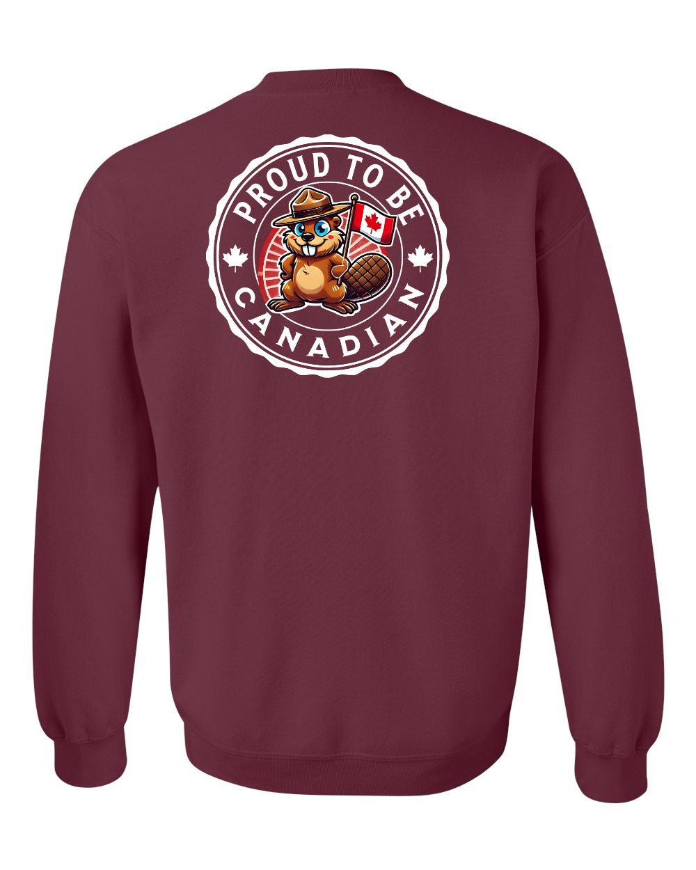 Proud to be Canadian Beaver Left Chest and Back Crewneck - Gildan Canada (sewn Internationally)