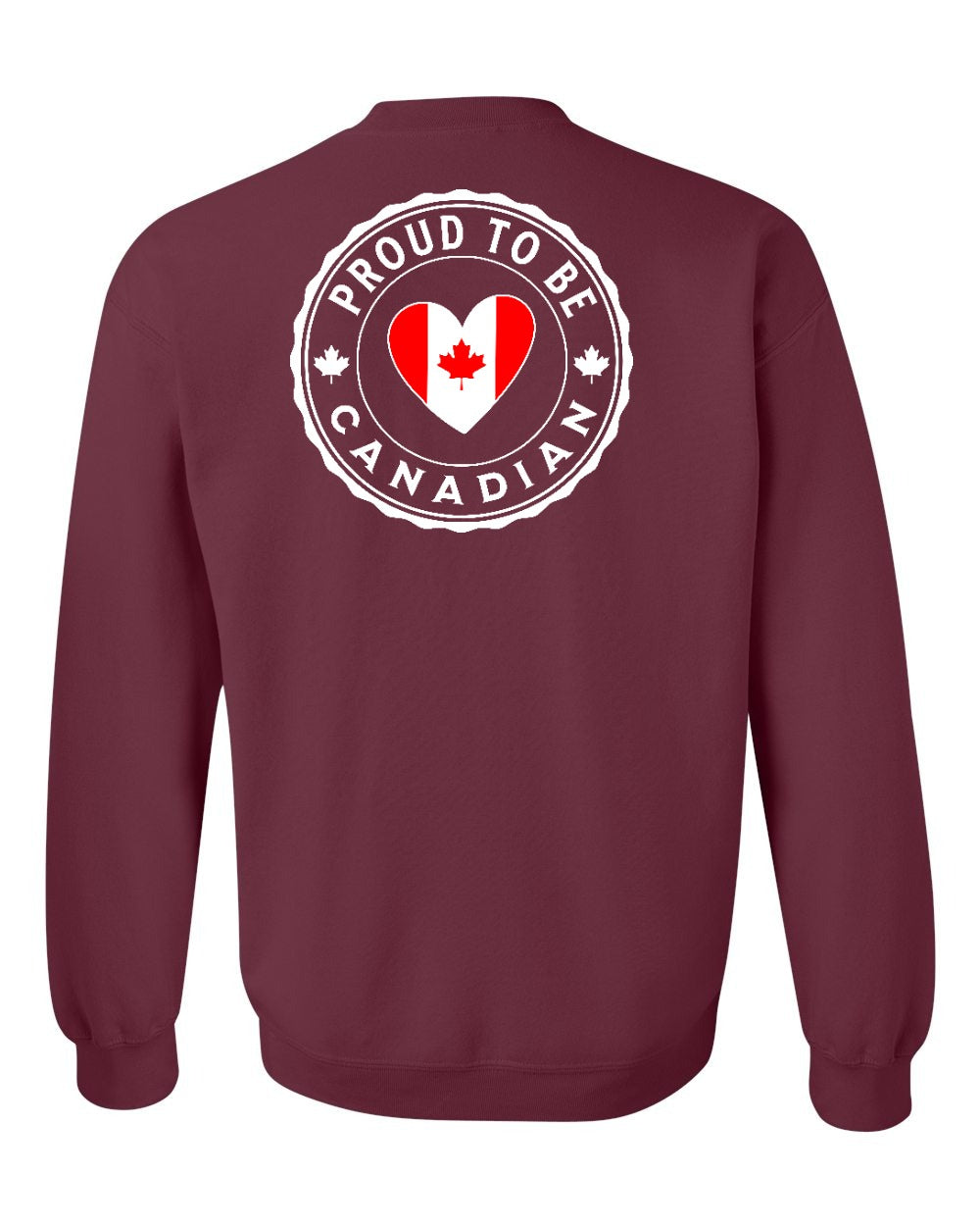 Proud to be Canadian Heart Flag Left Chest and Back Crewneck - Gildan Canada (sewn Internationally)