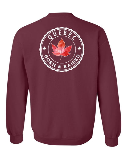 Born and Raised Quebec Left Chest and Back Crewneck - Gildan Canada (sewn Internationally)