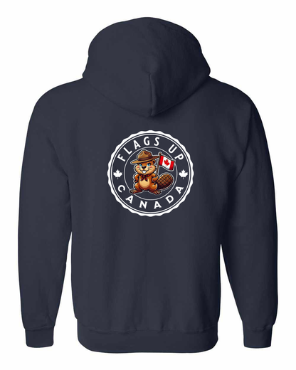 Flags Up Female Beaver Left Chest And Back Zip Hoodie
