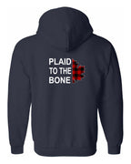 Plaid to the Bone Stacked Leaf Left Chest and Back Zip Hoodie - Unisex