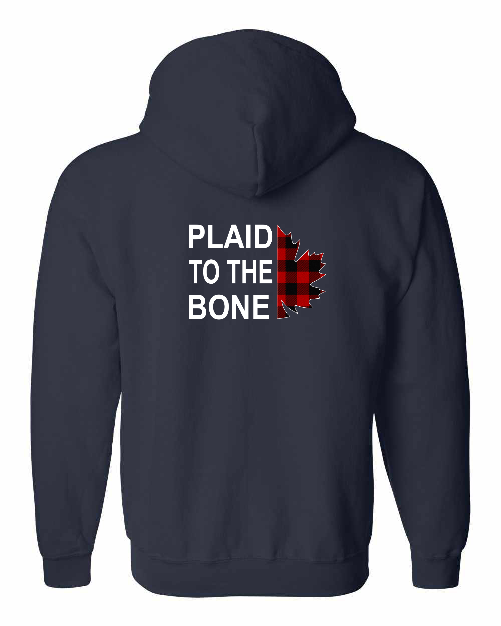 Plaid to the Bone Stacked Leaf Left Chest and Back Zip Hoodie